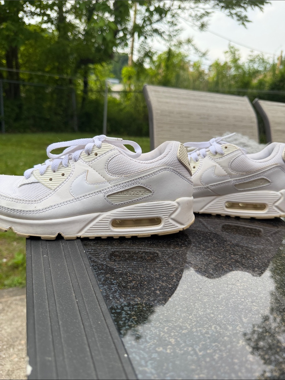 Nike White Mesh & Leather Air Max Sneakers